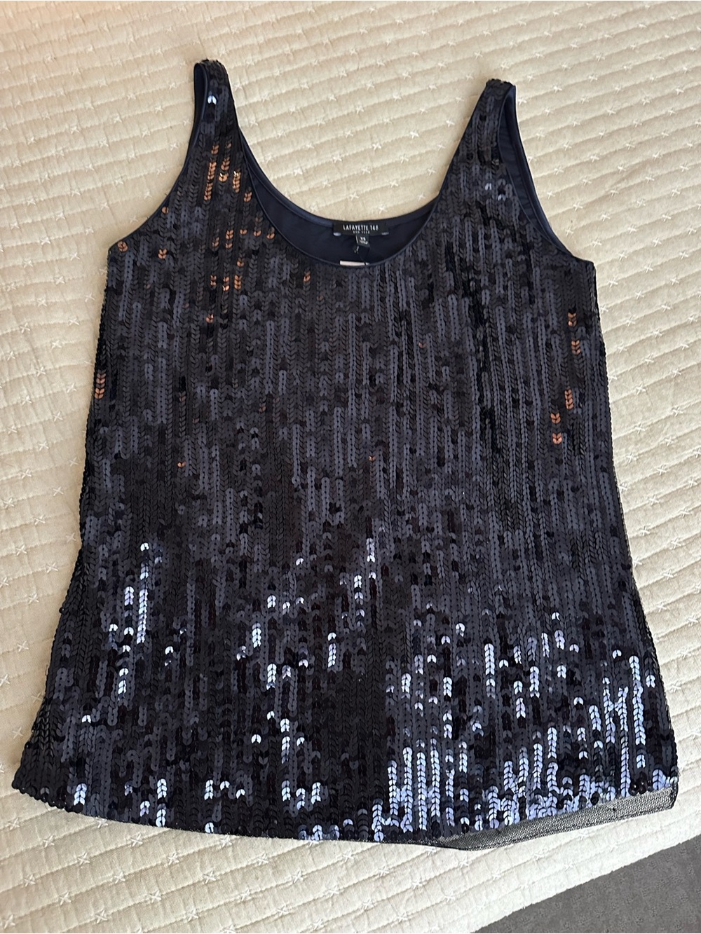 Lafayette 148 New York Black Sequin Tank Top